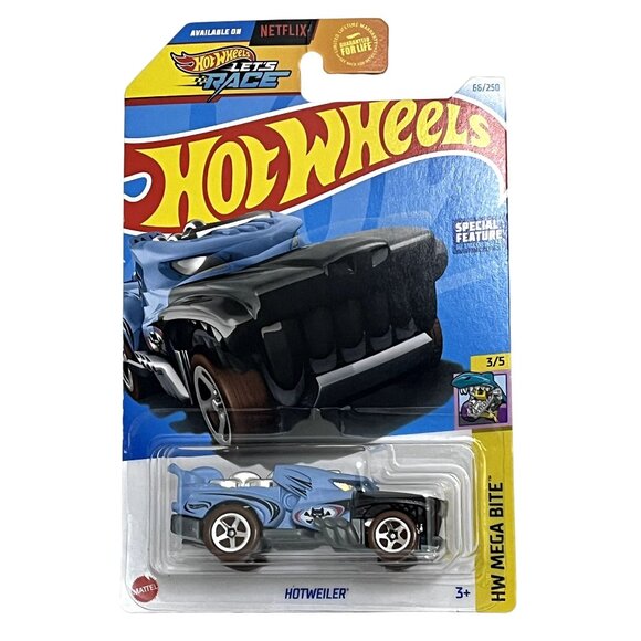 Hot Wheels Hotweiler HW Mega Bite 2024 Lets Race Black Blue Diecast NOC - Picture 1 of 7